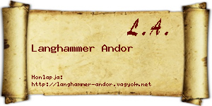 Langhammer Andor névjegykártya